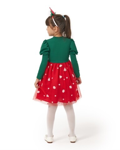 Wholesale Girl's Tulle Christmas Dress 4-7Y Bupper Kids 1053-24901 - 3