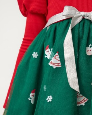 Wholesale Girl's Tulle Christmas Dress 4-7Y Bupper Kids 1053-24901 - 12