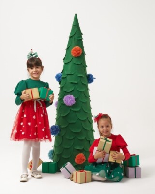 Wholesale Girl's Tulle Christmas Dress 4-7Y Bupper Kids 1053-24901 - 14