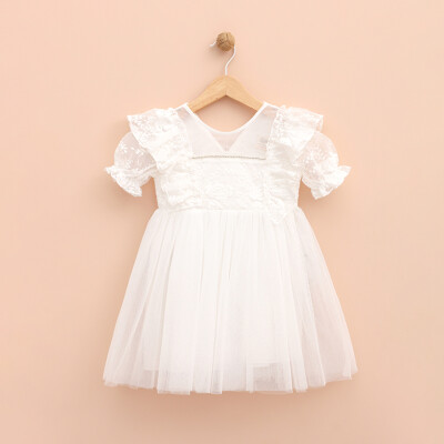 Wholesale Girls Tulle Dress 2-5Y Lilax 1049-6347 Cream