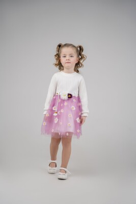Wholesale Girls Tulle Dress with Belt 1-3Y Eray Kids 1044-13222 Purple