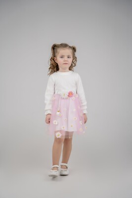 Wholesale Girls Tulle Dress with Belt 1-3Y Eray Kids 1044-13222 Pink