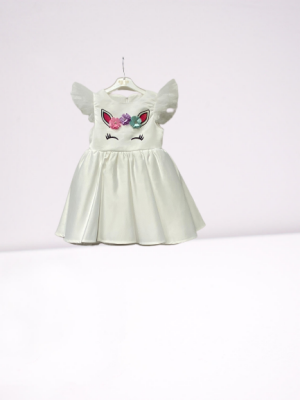 Wholesale Girls Unicorn Dress 3-6Y Eray Kids 1044-9296 Ecru