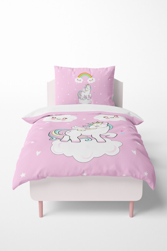 Wholesale Girls' Unicorn Patterned Duvet Cover Set 160*220cm Talia Home 2044-TLAN-170-1 - 3