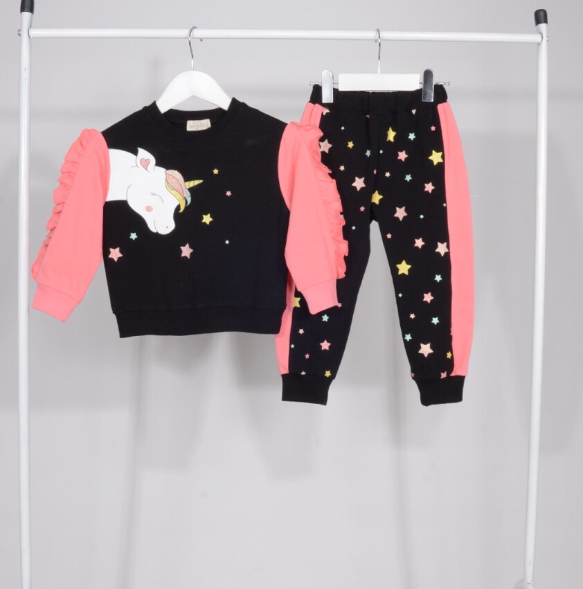 Wholesale Girls Unicorn Tracksuit Set 1-5Y Serkon Baby&Kids 1084-M0555 - 3