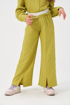 Wholesale Girls Wide Leg Pants with Belt 8-15Y Jazziee 2051-241Z4ALR01 Green