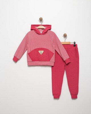 Wholesale Hooded Sweatshirt Set for Girls 4-8Y Pafim 2041-K24-8001 Fuschia