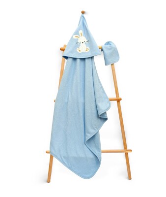 Wholesale Kids Unisex 2-Piece Set with Scrub Mitt and Towel 75x75cm Babyline 2015-9-839 Blue
