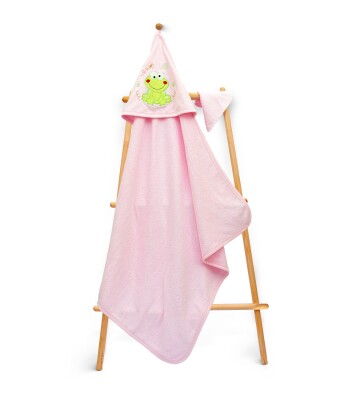 Wholesale Kids Unisex 2-Piece Set with Scrub Mitt and Towel 80x80cm Babyline 2015-9-103 Pink