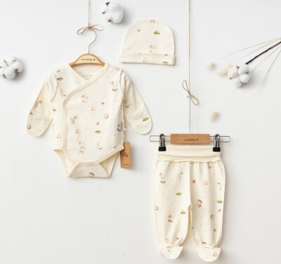 Wholesale Newborn Baby Girl 3-Piece Bodysuit, Pants, and Hat Set 0-3M Ciccimbaby 1043-5067 - Ciccimbaby