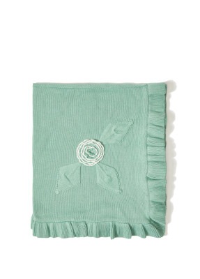 Wholesale Organic Cotton Floral Knitted Baby Blanket 0-36M Uludağ Triko 1061-21003 - Uludağ Triko