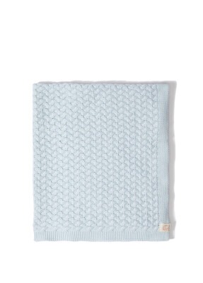 Wholesale Organic Cotton Wicker Knitted Baby Blanket 0-36M Uludağ Triko 1061-21002 Blue
