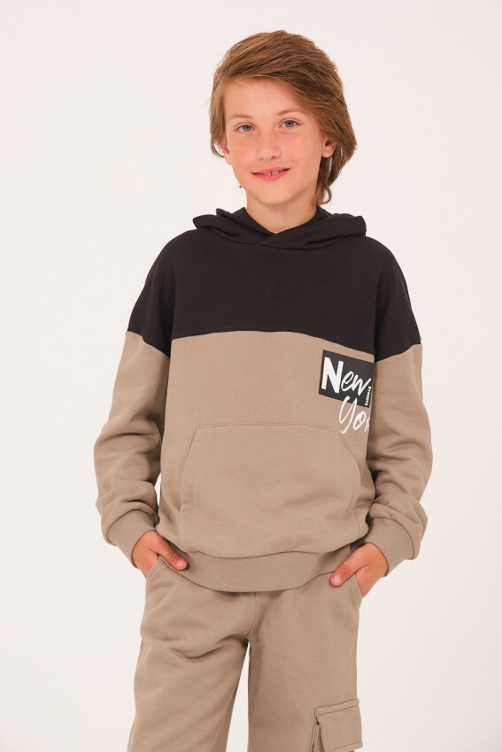 Wholesale Printed Hooded Sweatshirt for Boys 8-15Y Jazziee 2051-252J4MTB61 - 1