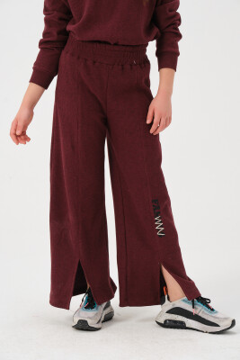 Wholesale Printed Sweatpants for Girls 8-15Y Jazziee 2051-252J4MTG06 Claret Red