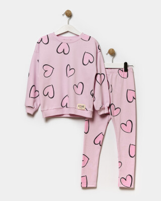 Wholesale Printed Sweatshirt and Leggings Set for Girls 4-7Y Bupper Kids 1053-24139 - 3