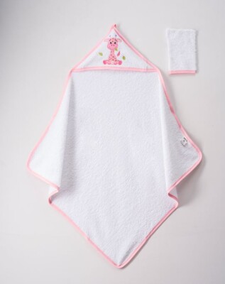 Wholesale Unisex 2-Piece Baby Set with Scrub Mitt and Towel 80x80cm Ramel Kids 1072-351BEYAZ - Ramel Kids (1)