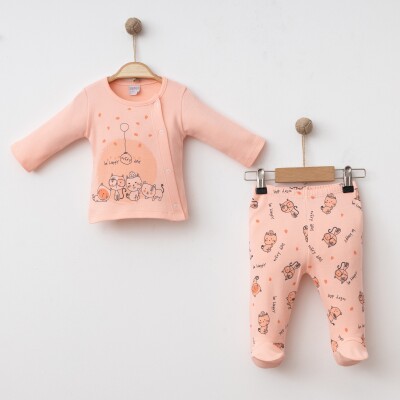 Wholesale Unisex Baby 2-Piece Bodysuit and Pants Newborn Set 0-3M Gümüş Baby 2043-0028 - 6