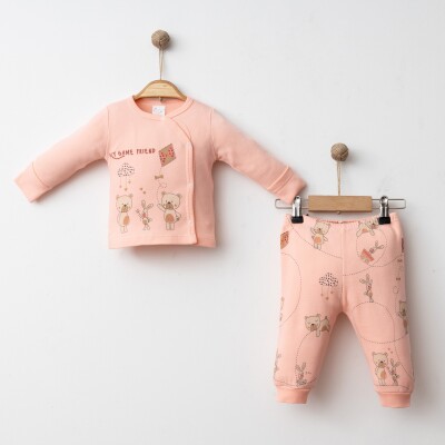 Wholesale Unisex Baby 2-Piece Bodysuit and Pants Newborn Set 0-3M Gümüş Baby 2043-0030 - 6