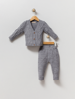 Wholesale Unisex Baby 2-Piece Cardigan and Pants Set 3-12M Milarda 2001-6067 - 2