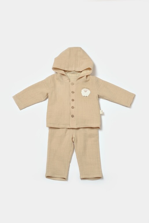 Wholesale Unisex Baby 2-Piece Hooded Jacket and Pants Set 3-24M 100% Cotton Baby Cosy 2022-CSYM7035 - 1