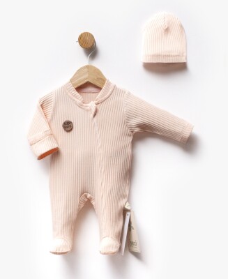 Wholesale Unisex Baby 2-Piece Jumpsuit and Hat Set 0-3M Flexi Baby 2063-513021 Salmon Color 