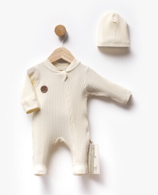 Wholesale Unisex Baby 2-Piece Jumpsuit and Hat Set 0-3M Flexi Baby 2063-513021 Cream