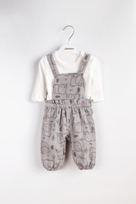 Wholesale Unisex Baby 2-Piece Jumpsuit and T-Shirt Set 3-12M Minicorn 2018-2336 Gray