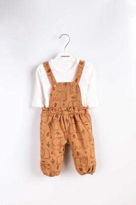 Wholesale Unisex Baby 2-Piece Jumpsuit and T-Shirt Set 3-12M Minicorn 2018-2336 Tan