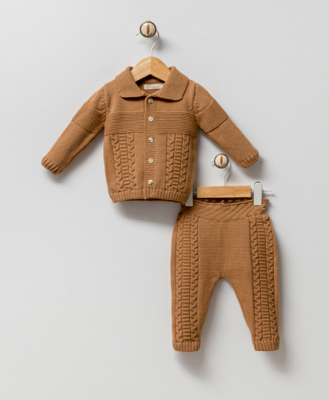 Wholesale Unisex Baby 2-Piece Knitwear Cardigan and Pants Set 0-9M Milarda 2001-6030 - 1