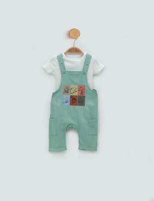 Wholesale Unisex Baby 2-Piece Overalls and T-Shirt Set 3-12M Minicorn 2018-2353 Green