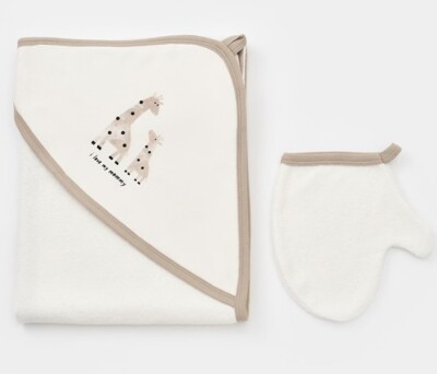 Wholesale Unisex Baby 2-Piece Scrub Mitt and Towel Set 85x90cm. 100% Organic Cotton Baby Cosy 2022-C - 1