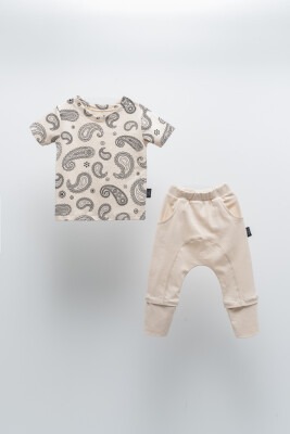 Wholesale Unisex Baby 2-Piece T-Shirt and Pants Set 6-24M Moi Noi 1058-MN51181 Beige