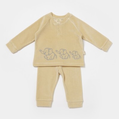 Wholesale Unisex Baby 2-Piece Velvet Sweatshirt and Pants Set 3-24M Baby Cosy 2022-CSYK6047 - 1