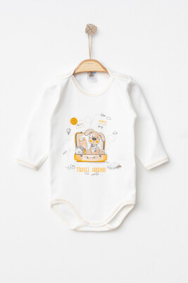 Wholesale Unisex Baby Bodysuit 9-18M Hoppidik 2017-7172 Ecru