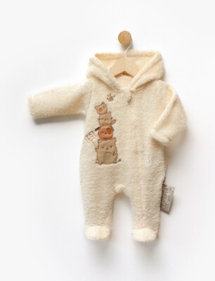 Wholesale Unisex Baby Concealed Zip Jumpsuit 0-6M Flexi Baby 2063-215199 Cream