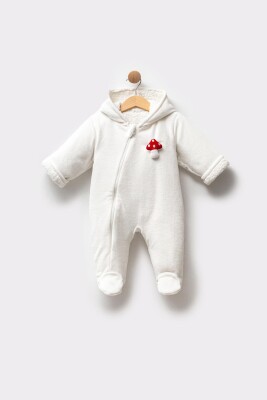 Wholesale Unisex Baby Cosmonaut Jumpsuit with Cork Accessories 3-12M Minicorn 2018-2351 Ecru