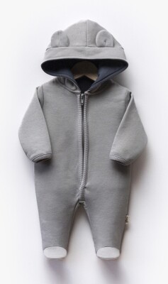 Wholesale Unisex Baby Hooded Jumpsuit 0-6M Flexi Baby 2063-252354 Gray