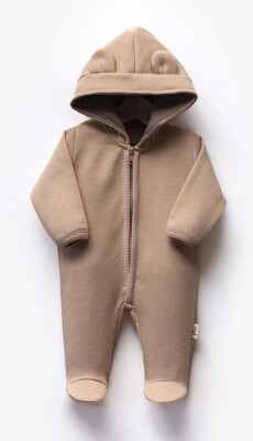 Wholesale Unisex Baby Hooded Jumpsuit 0-6M Flexi Baby 2063-252354 Brown