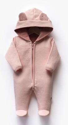 Wholesale Unisex Baby Hooded Jumpsuit 0-6M Flexi Baby 2063-252354 Salmon Color 