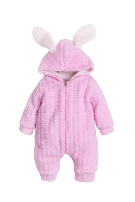 Wholesale Unisex Baby Hooded Overalls 3-12M Kidexs 1026-40142 Pink