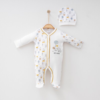 Wholesale Unisex Baby Jumpsuit 0-3M Gümüş Baby 2043-0087 Mustard