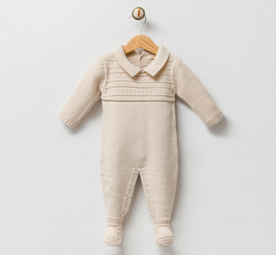 Wholesale Unisex Baby Knitwear Rompers 0-6M Milarda 2001-3017 Beige
