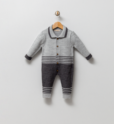 Wholesale Unisex Baby Knitwear Rompers 0-9M Milarda 2001-2075 Gray