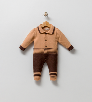 Wholesale Unisex Baby Knitwear Rompers 0-9M Milarda 2001-2075 Brown