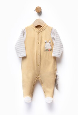 Wholesale Unisex Baby Newborn Embroidered Jumpsuit 0-6M Flexi Baby 2063-252305 Yellow