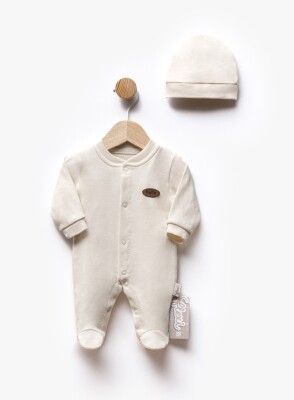 Wholesale Unisex Baby Newborn Jumpsuit and Hat Set 0-3M Flexi Baby 2063-213991 Cream