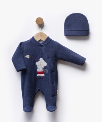 Wholesale Unisex Baby Newborn Onesies and Hat Set 0-1M Flexi Baby 2063-247222 Navy 