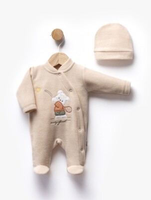 Wholesale Unisex Baby Newborn Onesies and Hat Set 0-1M Flexi Baby 2063-247222 Cream