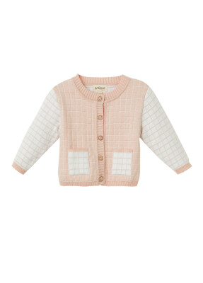 Wholesale Unisex Baby Organic Cotton Cardigan 6-36M Uludağ Triko 1061-21155 Pink
