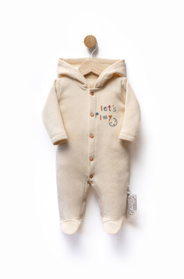 Wholesale Unisex Baby Printed Jumpsuit 0-6M Flexi Baby 2063-252353 Cream